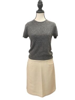 Jacob Cream Winter White twill fabric Mini Skirt EUC MEDIUM